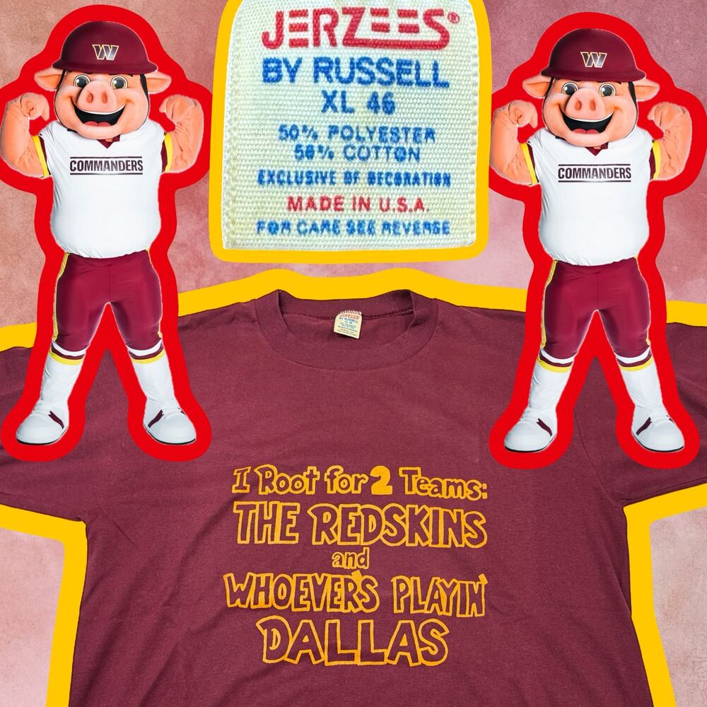 Jerzees Maroon Single Stitch T Shirt Redskins Whomever Playing Dallas XLVintage
